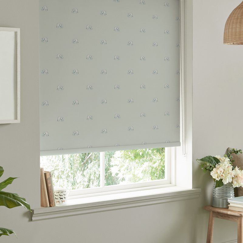 Sophie Allport Elephant Made To Measure Blackout Roller Blind Green Grey