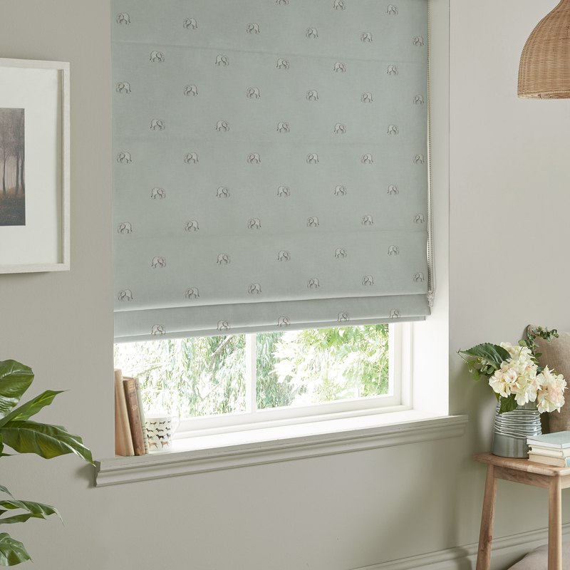 Sophie Allport Elephant Made To Measure Roman Blind Green Grey