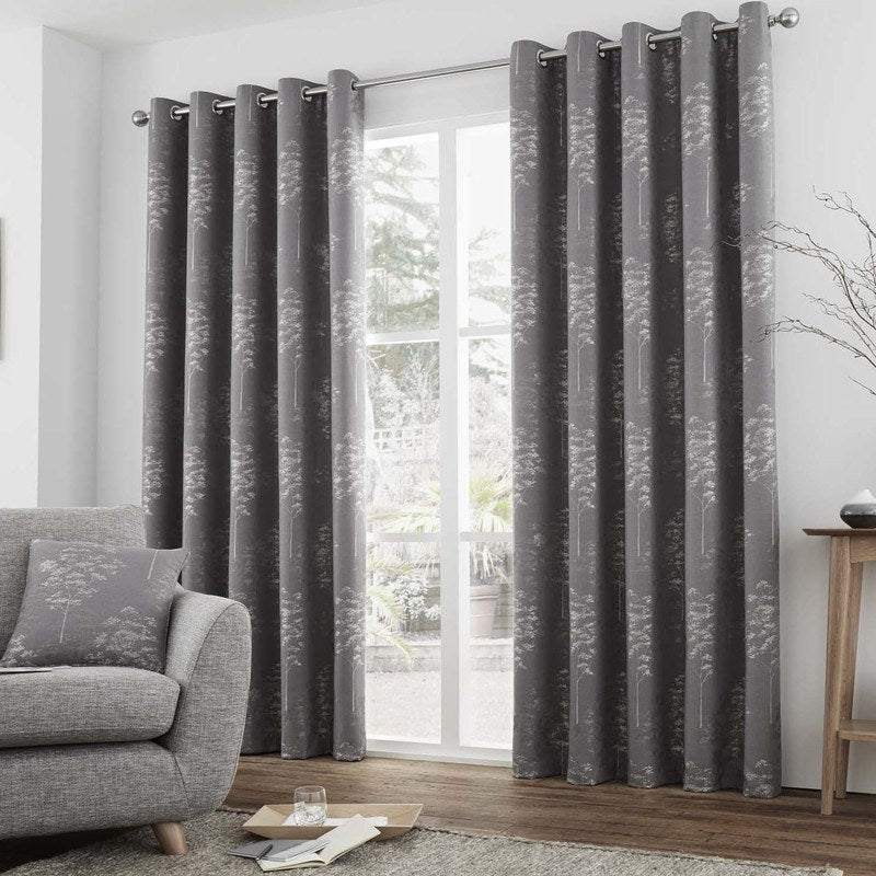 Elmwood Made Curtains In Graphite | Terrys Fabrics