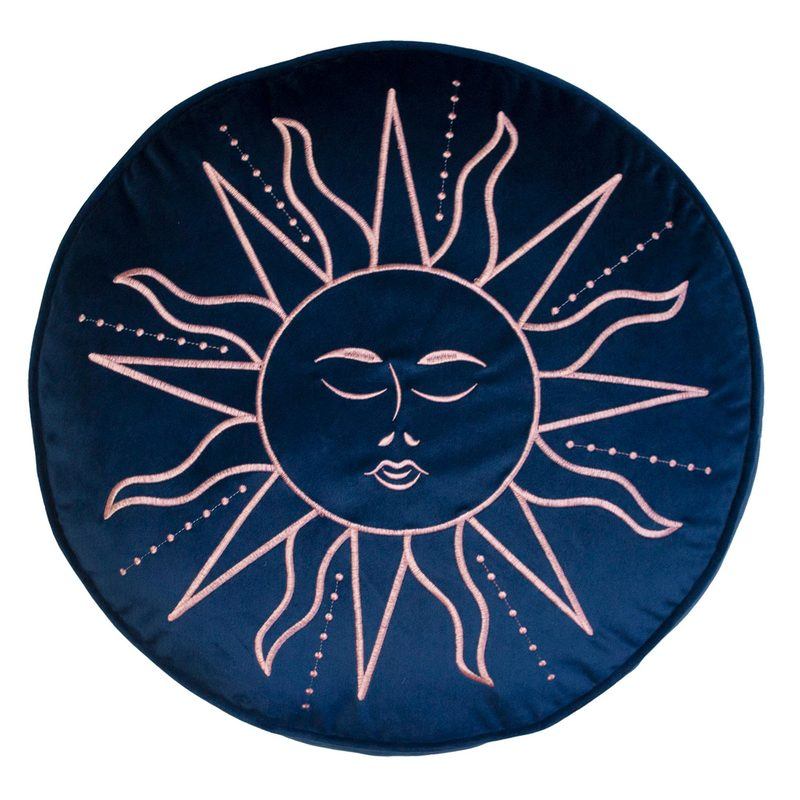 Skinnydip Embroidered Sun Filled Cushion 45cm x 45cm Midnight Blue