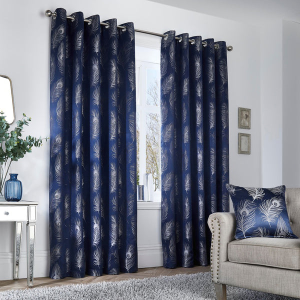 Image of Feather Navy Curtains
