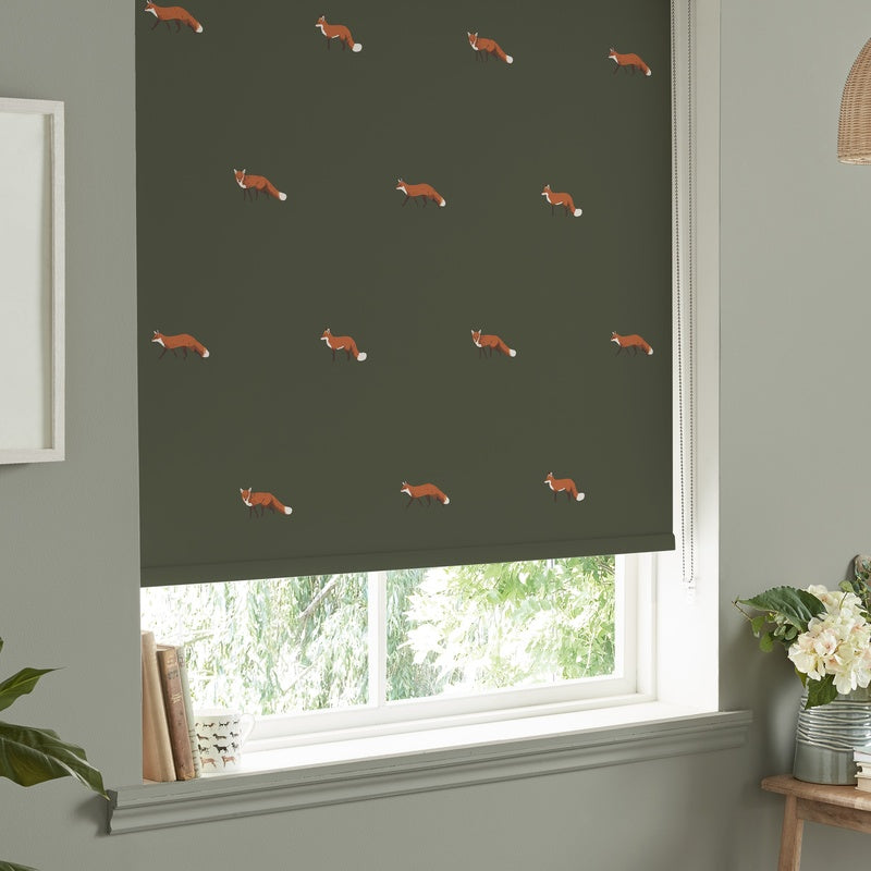 Sophie Allport Foxes Made To Measure Roller Blind Forest Green
