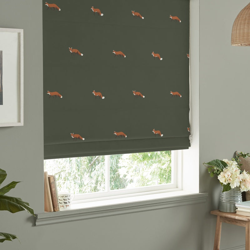 Sophie Allport Foxes Made To Measure Roman Blind Forest Green