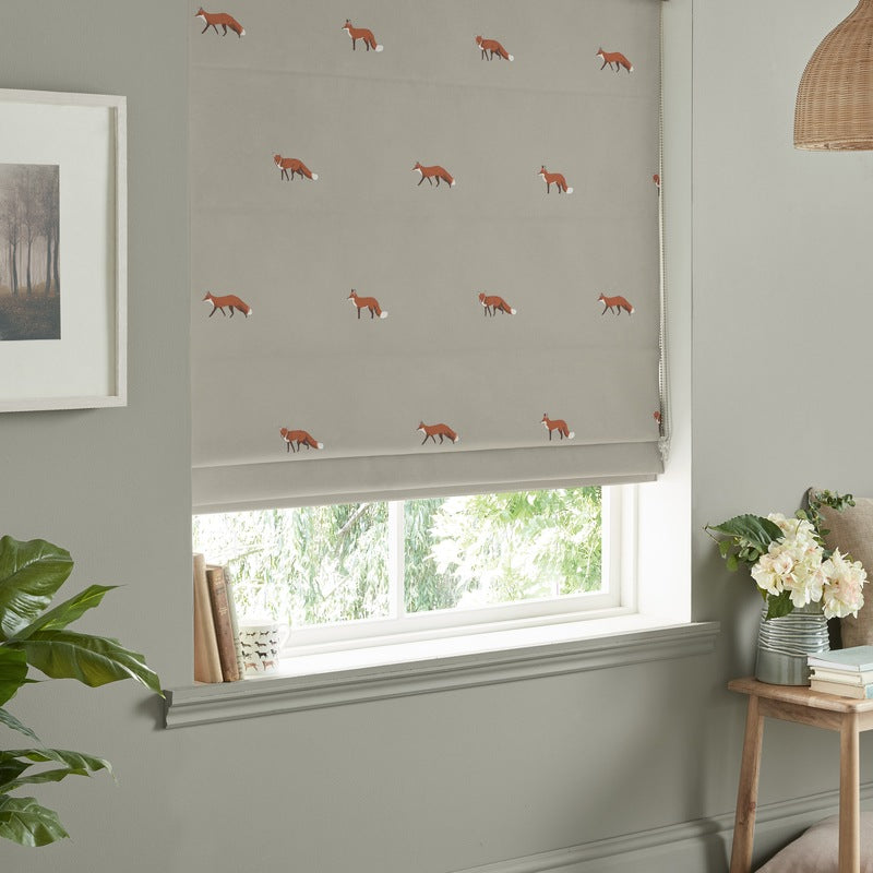 Sophie Allport Foxes Made To Measure Roman Blind Soft Linen