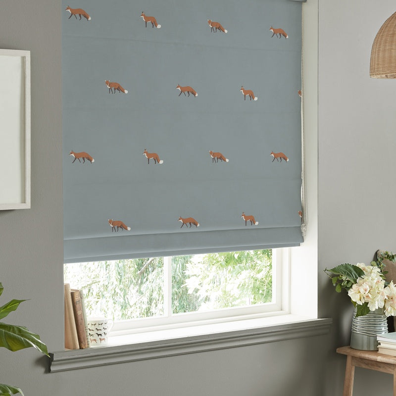 Sophie Allport Foxes Made To Measure Roman Blind Teal