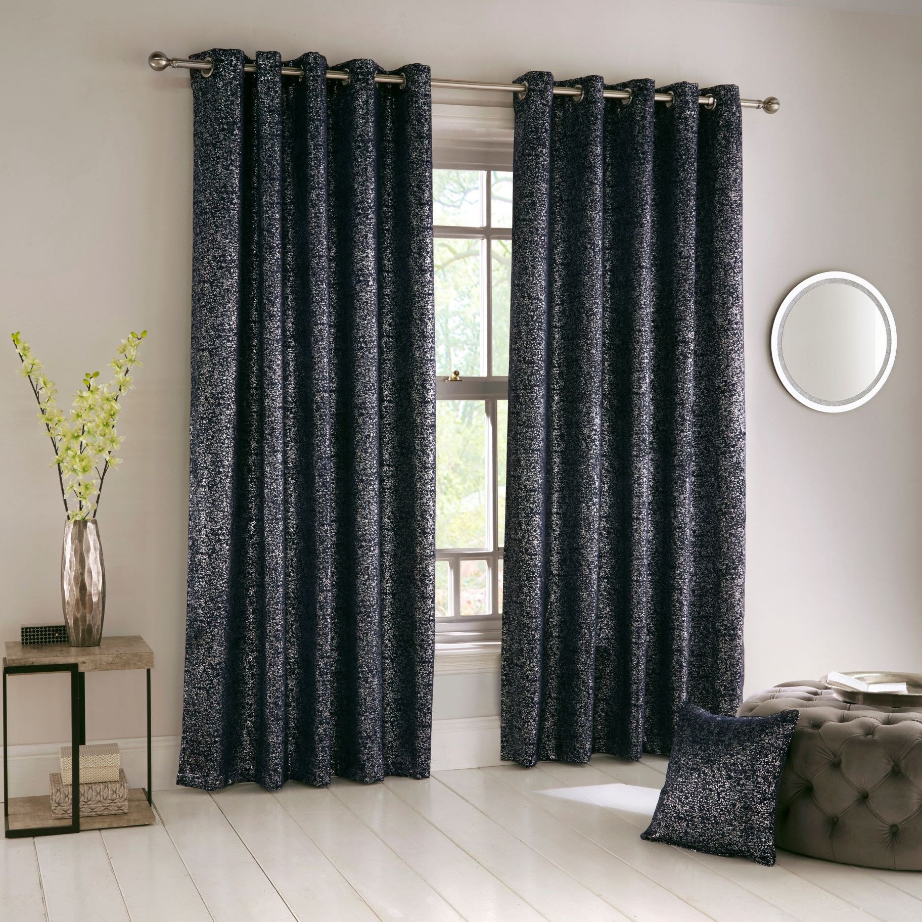 Halo Ready Made Eyelet Blockout Curtains In Navy 48 5 Brand Rating Terrys