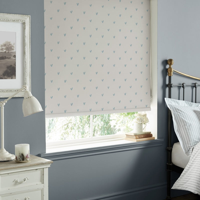 Sophie Allport Hearts Made To Measure Blackout Roller Blind Duck Egg