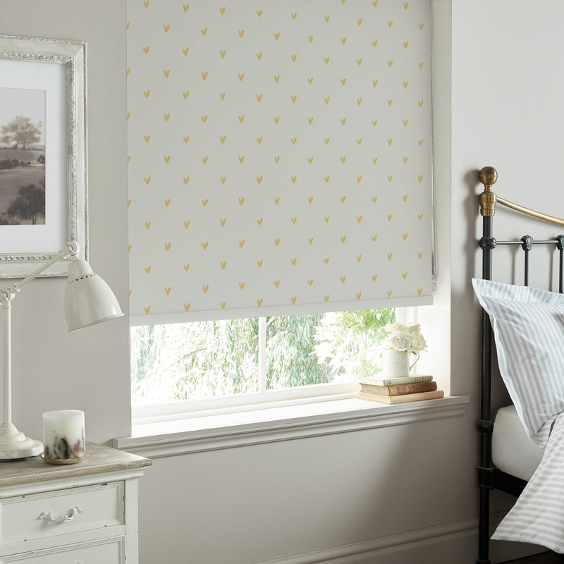 Sophie Allport Hearts Made To Measure Blackout Roller Blind Soft Mustard