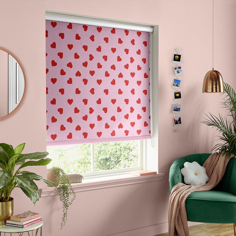 Skinnydip Hearts Made To Measure Roller Blind Pink