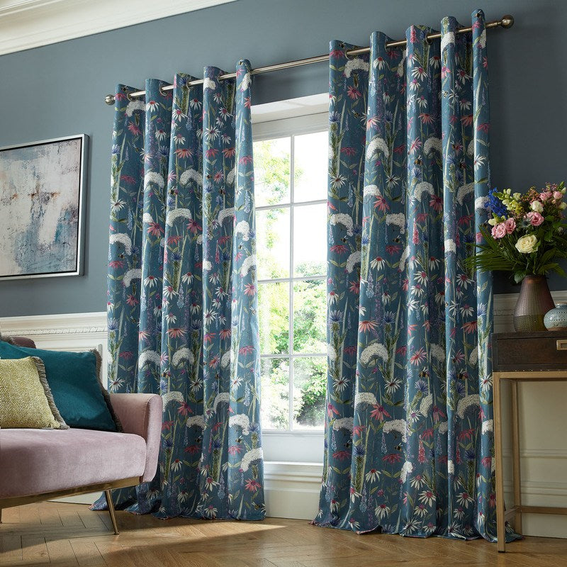 Voyage Maison Hermione Ready Made Eyelet Curtains in Indigo | Low Cost ...