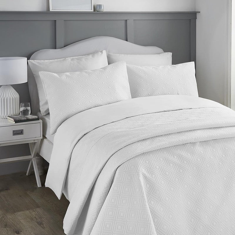 Kinsley Bedding Set in White | Cheap UK Delivery | Terrys