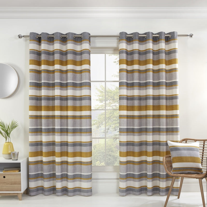 Grey and yellow check curtains