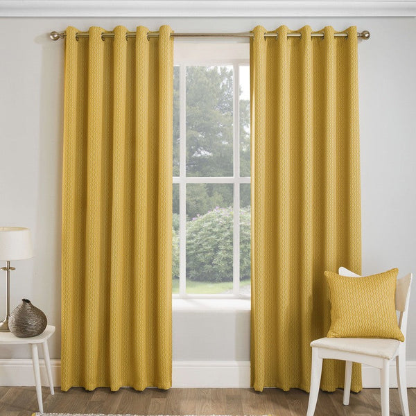 Thermal Blockout Ready Made Ochre Eyelet Curtains | Terrys Fabrics