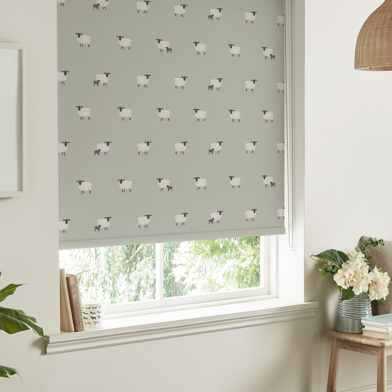 Sophie Allport Sheep Made To Measure Blackout Roller Blind Pebble