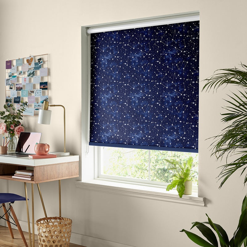 Skinnydip Star Print Made To Measure Blackout Roller Blind Blue