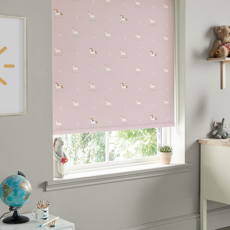 Sophie Allport Unicorn Made To Measure Blackout Roller Blind Soft Pink