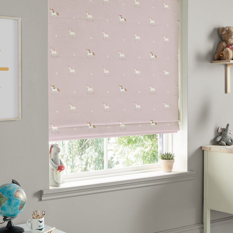 Sophie Allport Unicorn Made To Measure Roman Blind Soft Pink