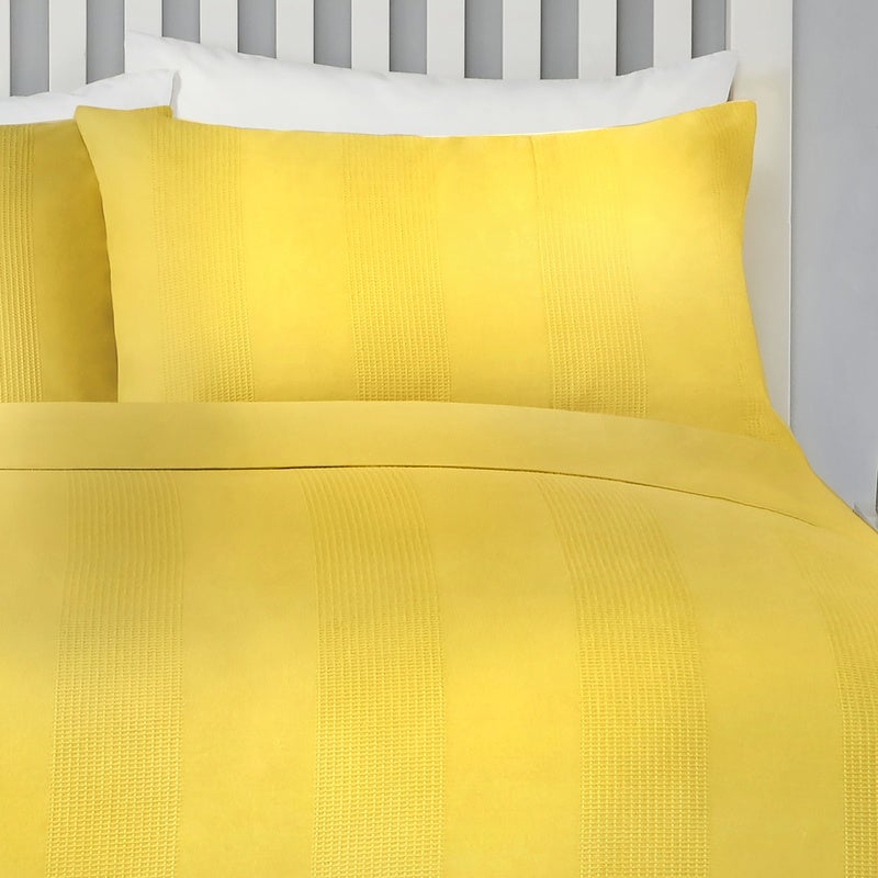 Waffle Stripe Bedding Set In Ochre Excellent Value Terrys Fabrics