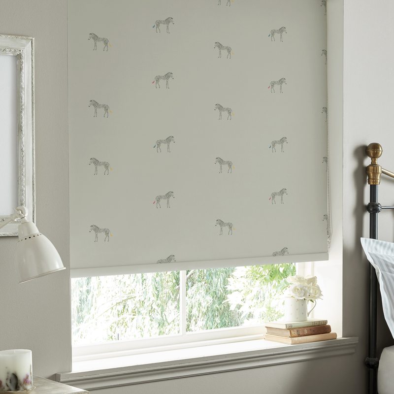 Sophie Allport Zebra Made To Measure Roller Blind Soft Grey Blue