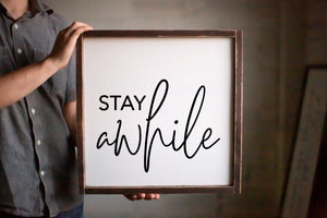 Stay Awhile Guest Room Framed Wood Sign Housewarming Gift Sign Rus Love Built Shop
