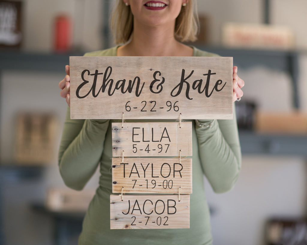 Anniversary Gift Family Names Wood Sign Personalized 