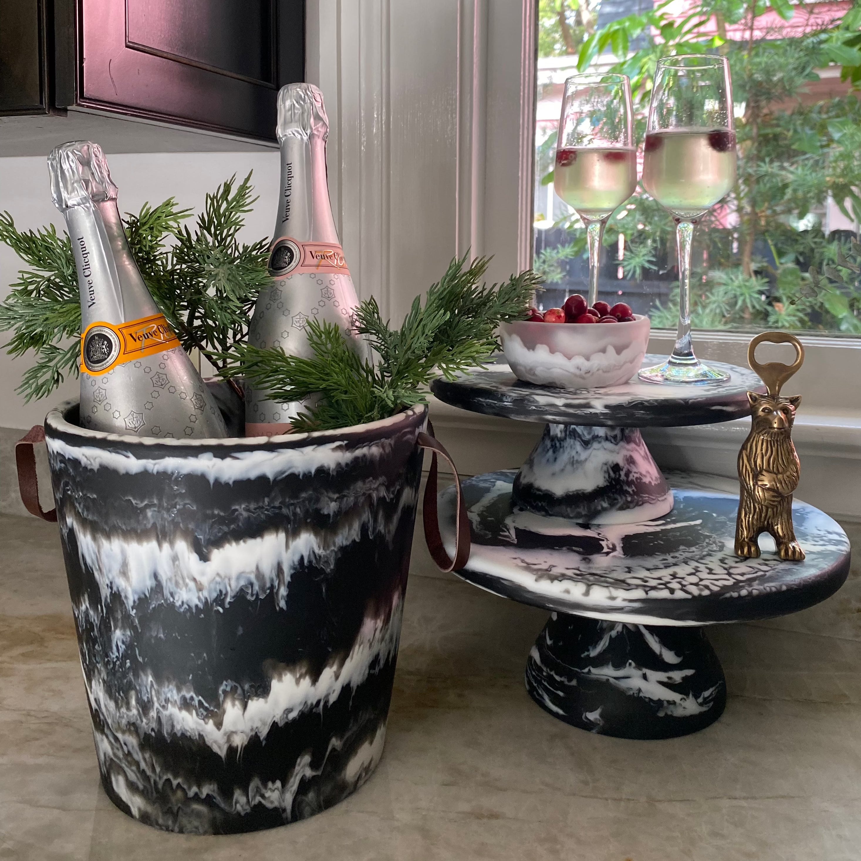 Black Swirled Ice Bucket by Wesley