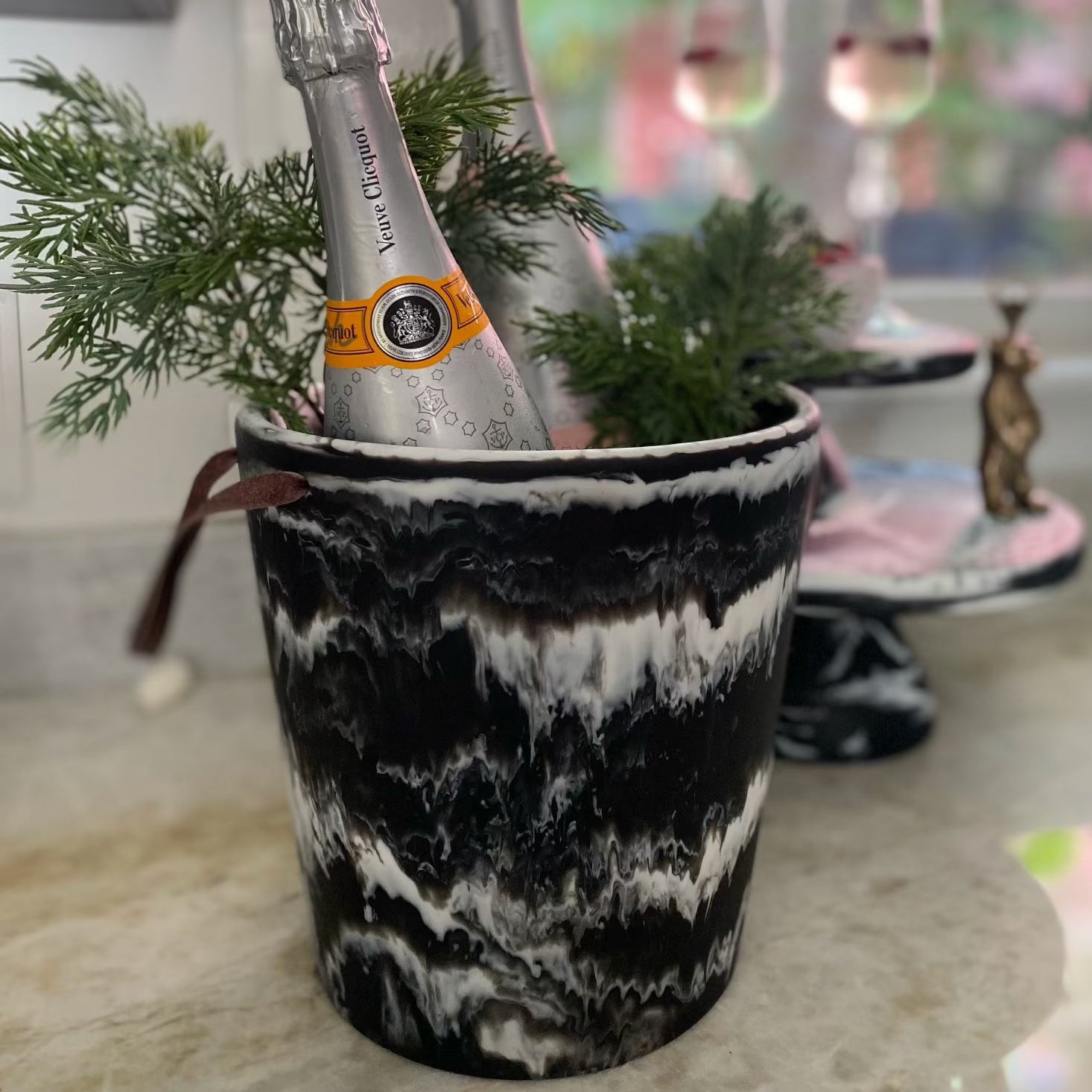 Black Swirled Ice Bucket by Wesley