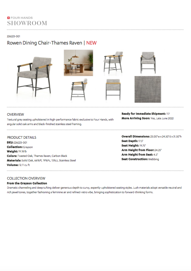 Rowen Dining Chair Thames Raven