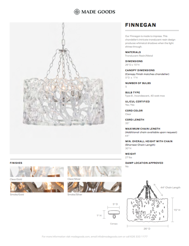 Finnegan Chandelier Clear and Silver