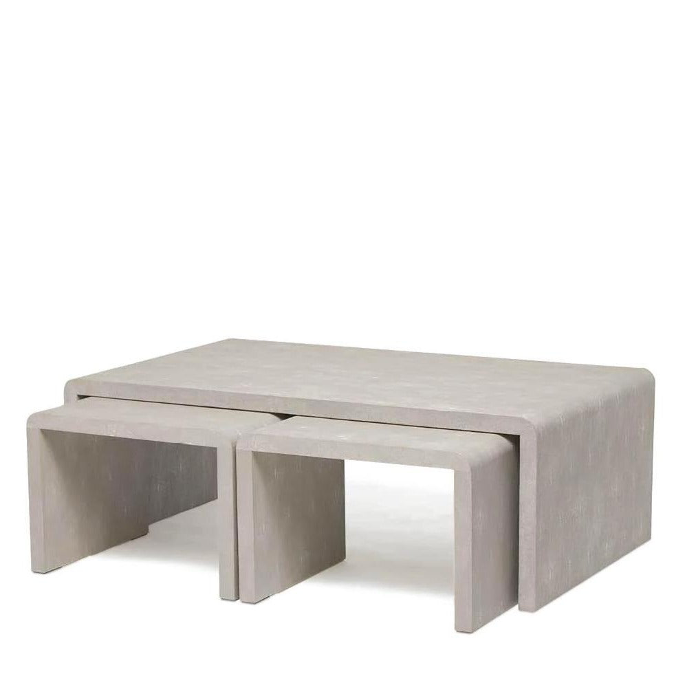 Made Goods Harlow Nesting Coffee Tables Sand Faux Shagreen