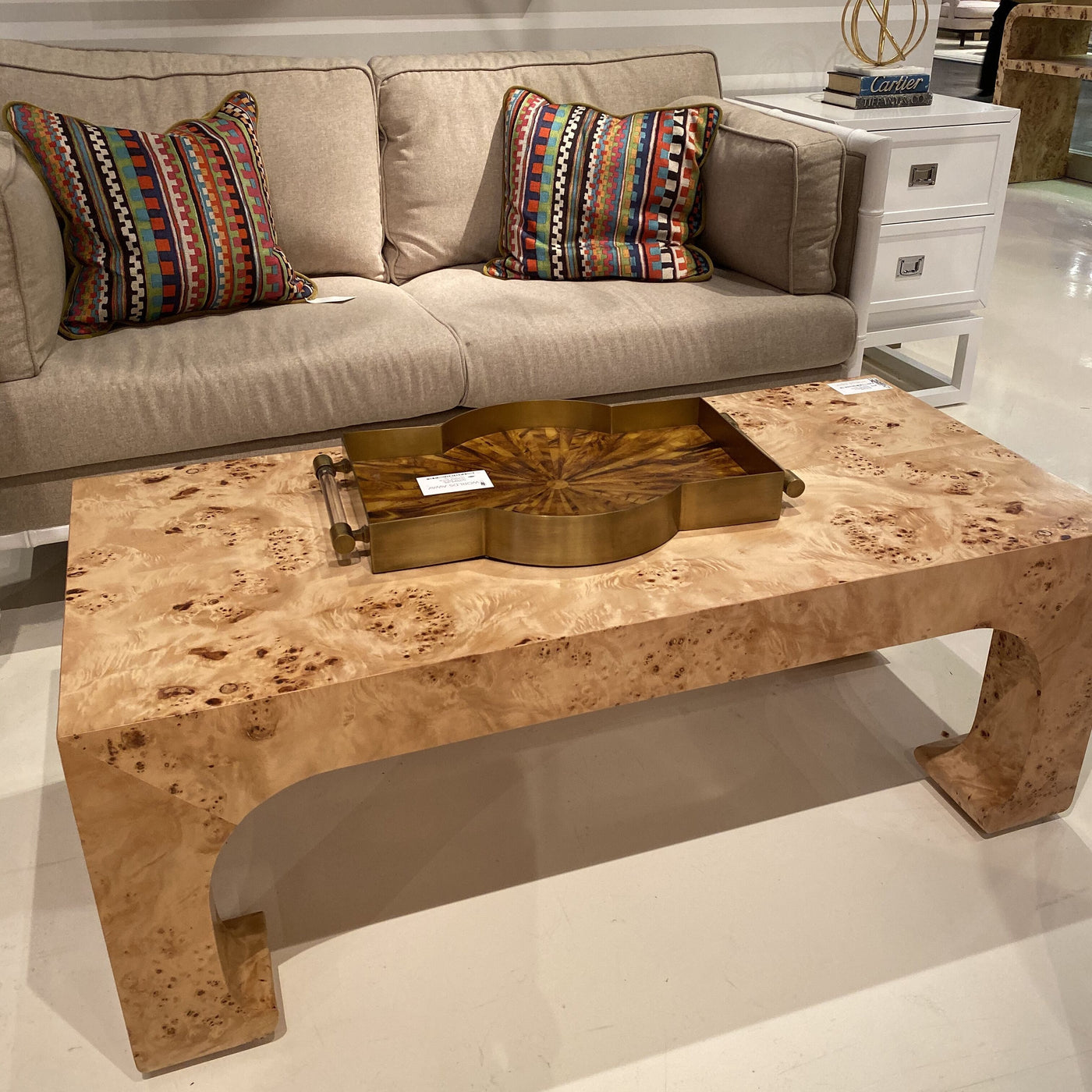 Worlds Away Nicola Coffee Table Burl Wood Clayton Gray Home