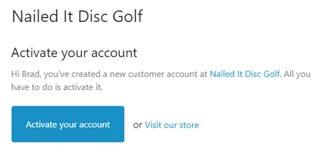 Nailed It Disc Golf - Activate Account