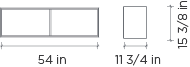 Technical drawing of an eco-friendly Oeuf Perch Full-size Loft Bed with dimensions: a long piece at 54 inches and a taller piece at 113 3/4 inches.