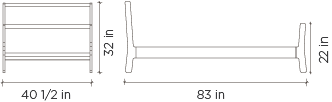 Technical drawing of an Oeuf Sparrow Twin Bed in Birch, with dimensions indicating a width of 40½ inches and a length of 83 inches.