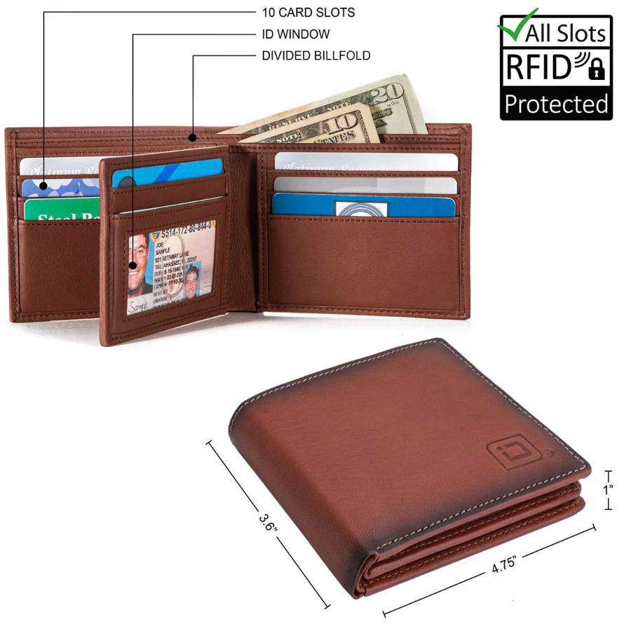 ID Stronghold | Men's Leather RFID Wallet 10 slot Bifold