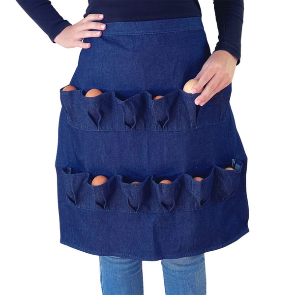 Egg Apron Light Blue Denim - Backyard Barnyard (12 Pocket) FREE Rustic Gift  Bag Included