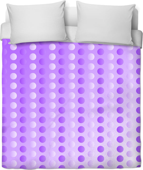 Polka Dots Duvet Cover Two Tones White Purple Violet Circles