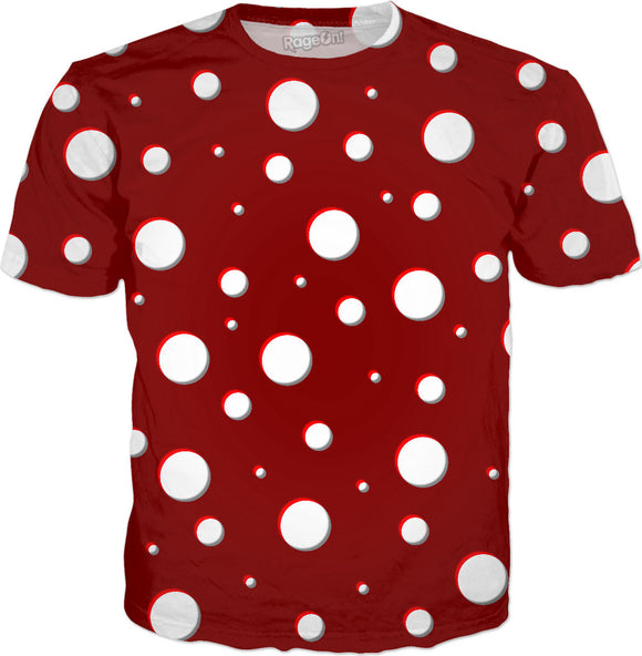 red and white polka dot t shirt