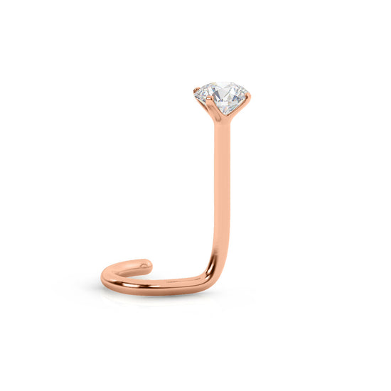 LAB Grown Diamond Nose Stud 14K Solid Gold Round Solitaire Nose Ring 20  Gauge Available in 3 different shape.