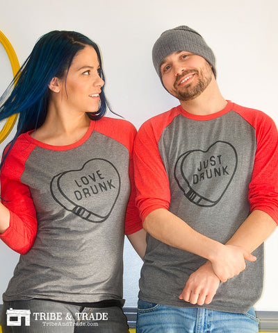 love drunk just drunk valentines day couples tshirts