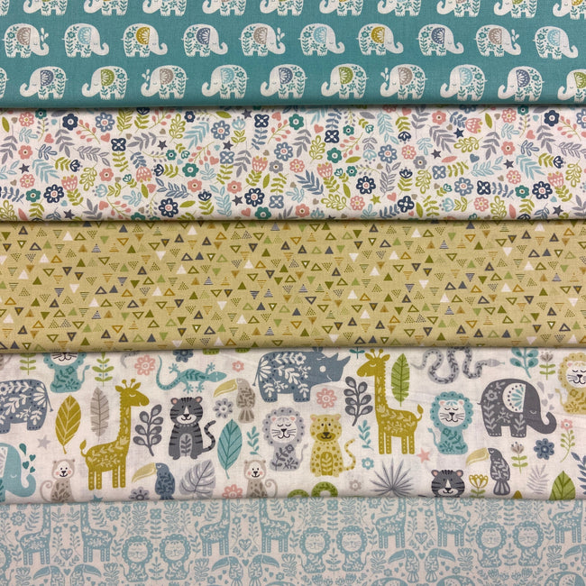 Baby Safari Teal Elephants Fabric by Makower UK - Makower UK | My ...