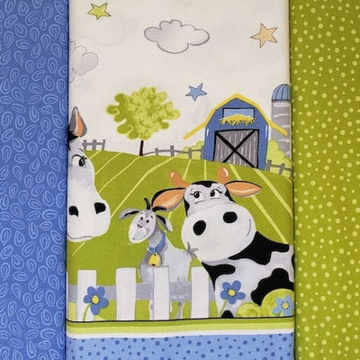 Barnyard Blues Denim 36″ Quilt Panel by Susy Bleasby - Susybee