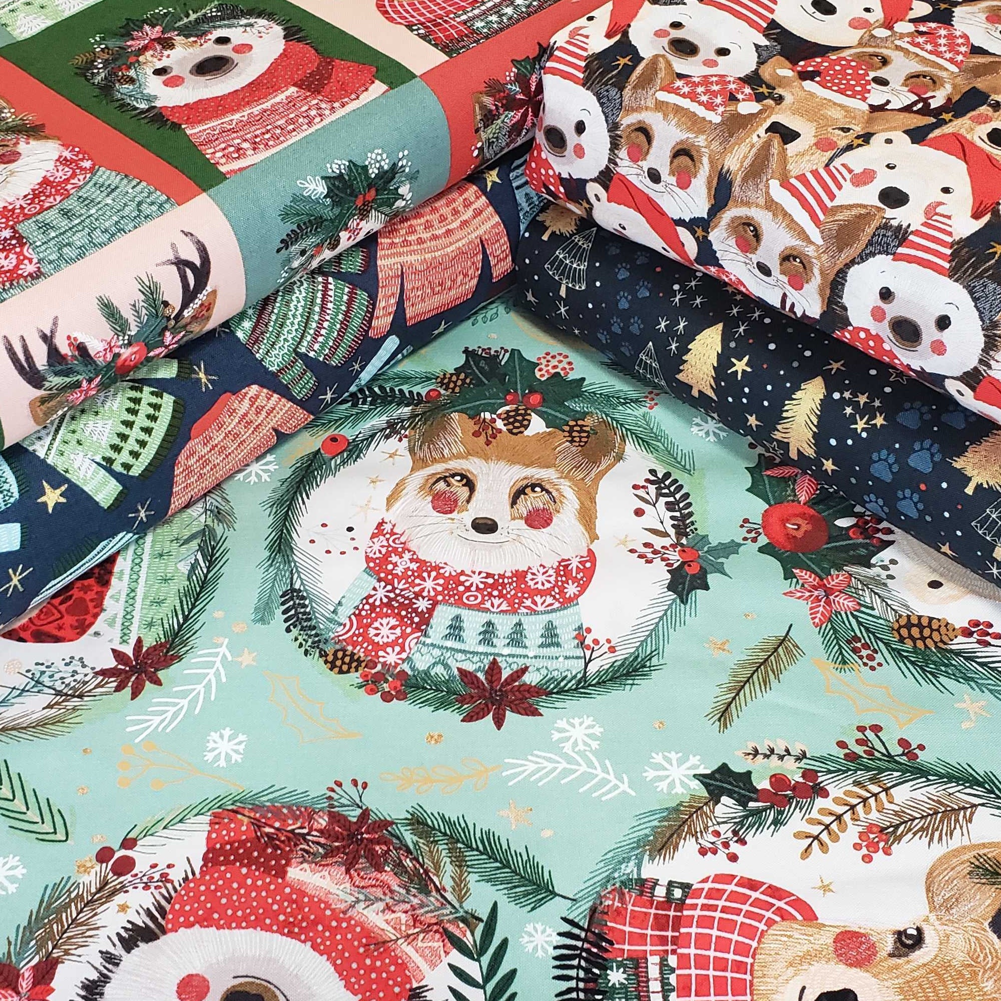 FreeSpirit Fabrics Christmas Squad by Mia Charro PWMC016.XNAVY Follow the  Tracks - Navy Cotton Fabric - A Nimble Thimble