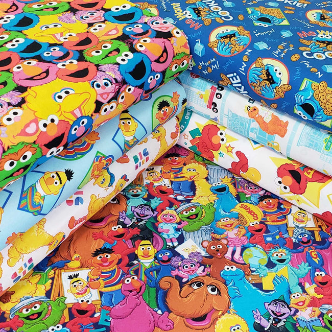 Sesame Street Multi Packed Characters Fabric Qt Fabrics My Favorite Quilt Store 