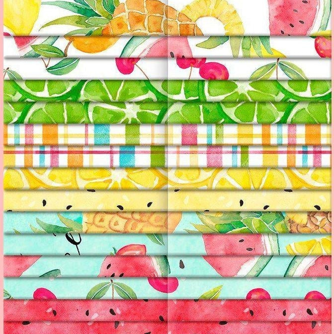 Squeeze the Day - Summer Fabric Squares, Pink, Blue, Yellow