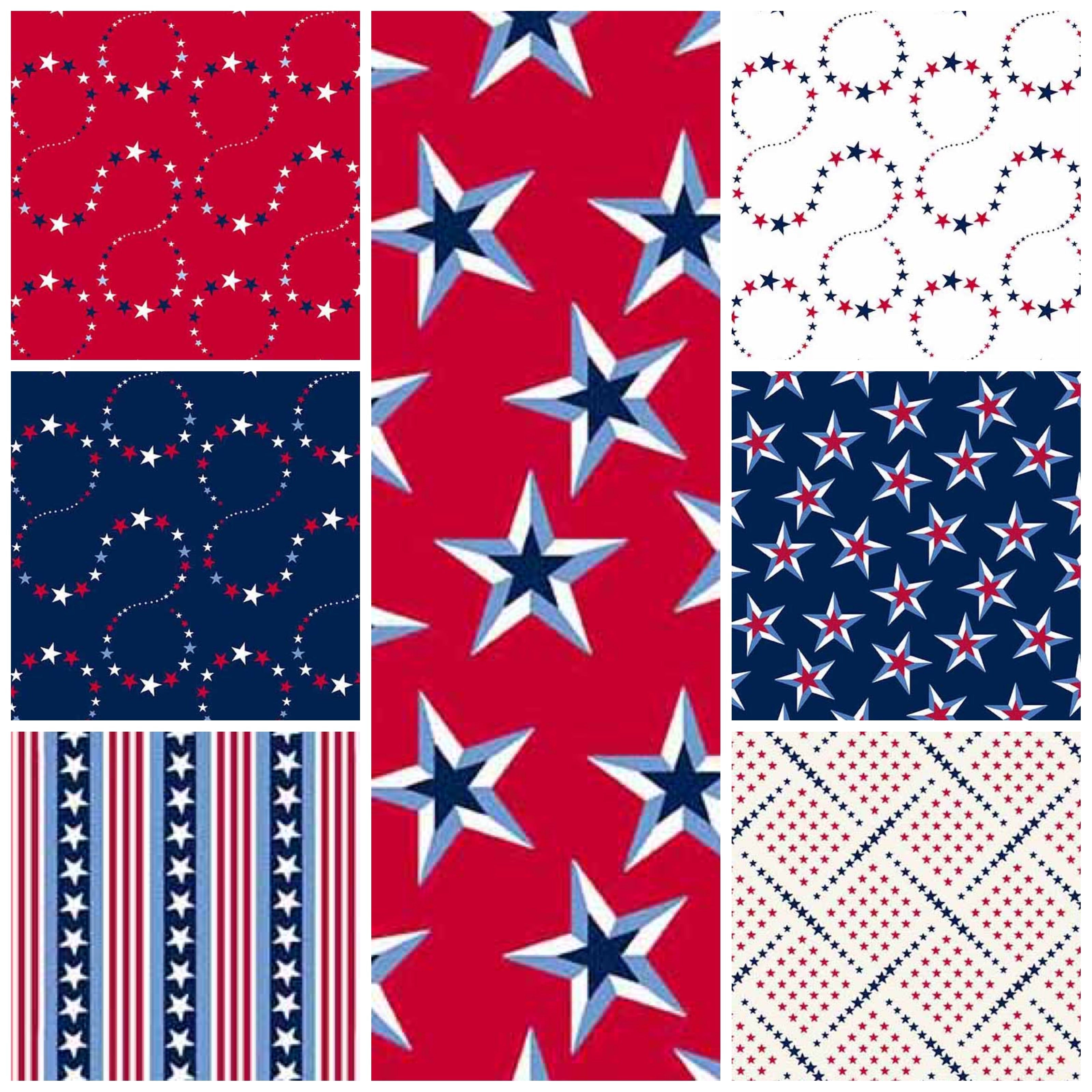 Stars and Stripes Cream Woven Stars Fabric - Andover