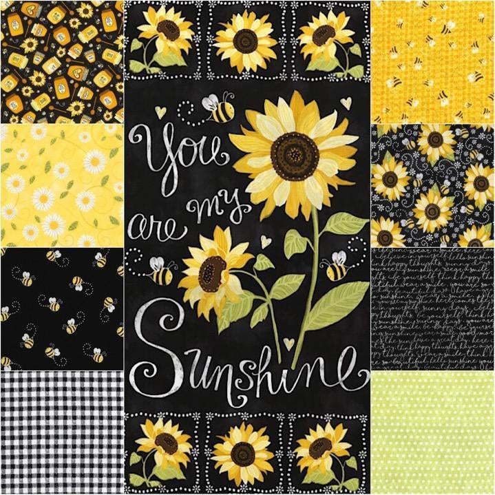 Quilt Kit – Sunshine Spin – 61.5″ X 72″ Sunflower Throw Quilt – Multi – Top  & Binding – Fabric Utopia