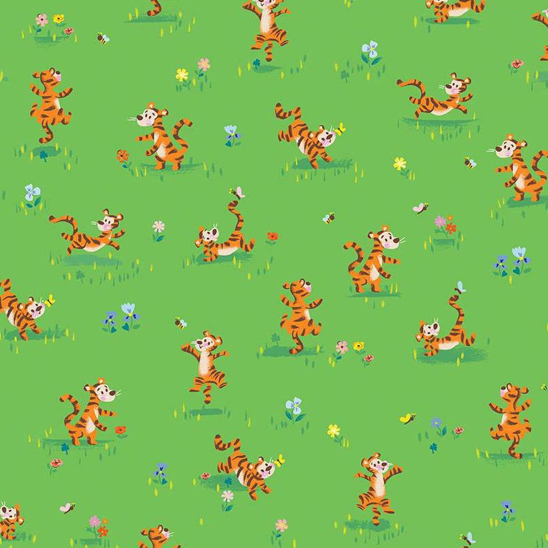 100 Aker Woods Green Tigger Bounce Fabric