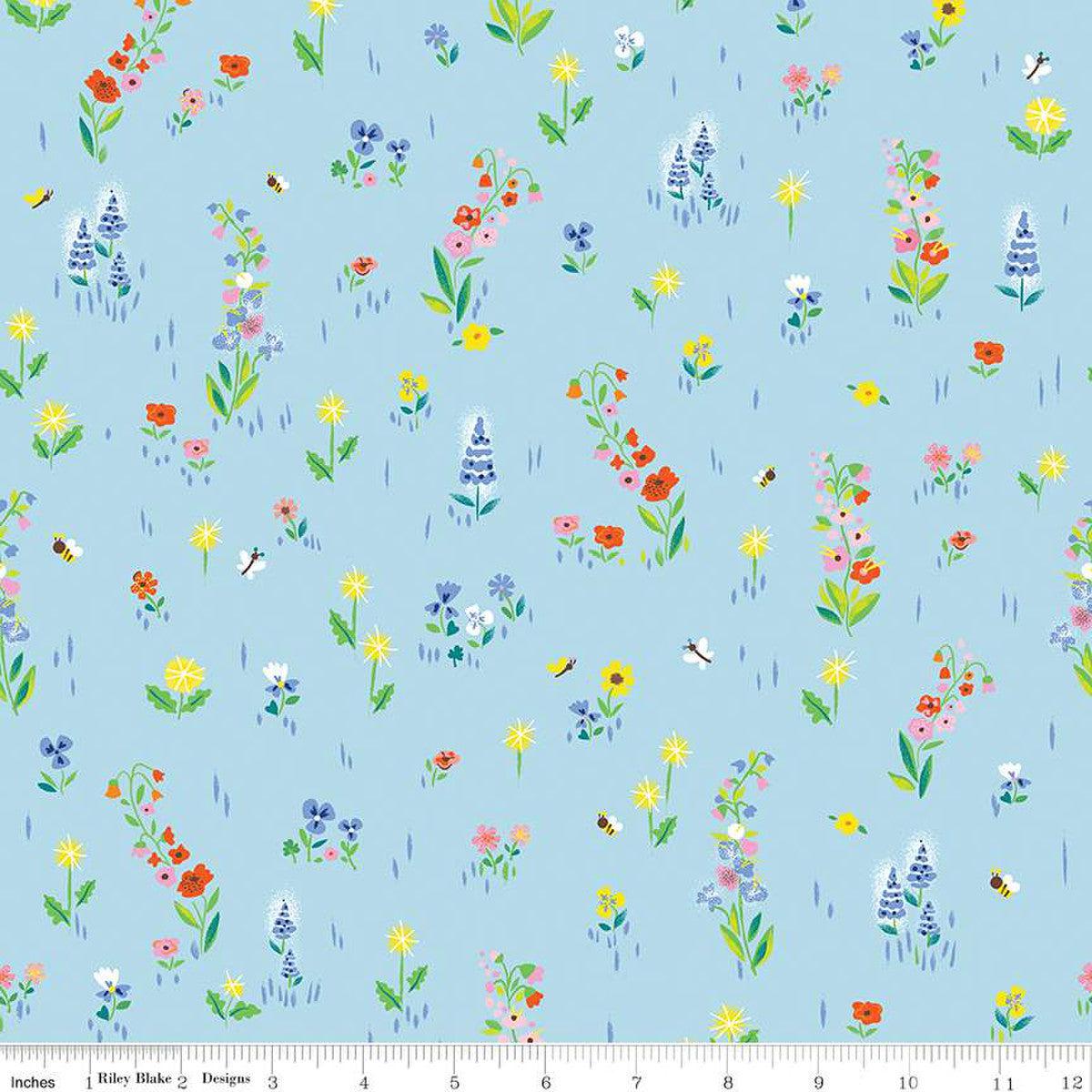 100 Aker Woods Sky Picnic Meadow Fabric-Riley Blake Fabrics-My Favorite Quilt Store