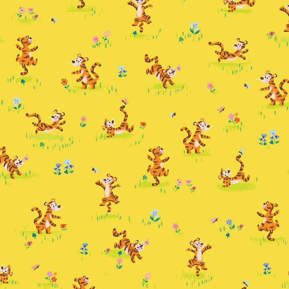 100 Aker Woods Yellow Tigger Bounce Fabric